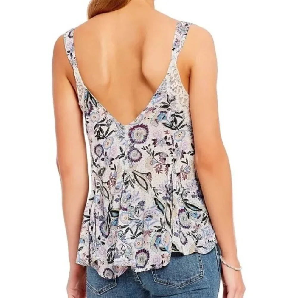 INTIMATELY FREE PEOPLE Eyelash Lace Trim Floral Cami - Size XS